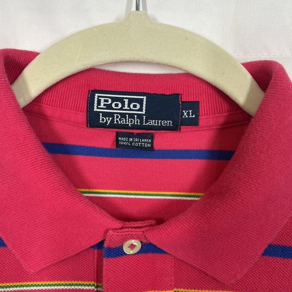 Polo Ralph Lauren Shirt Adult XL Striped Maroon White Golf  Rugby Mens XL - Picture 4 of 10